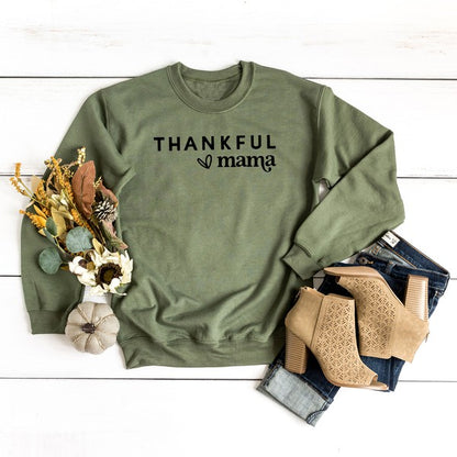 Thankful Mama Bold Heart Graphic Sweatshirt