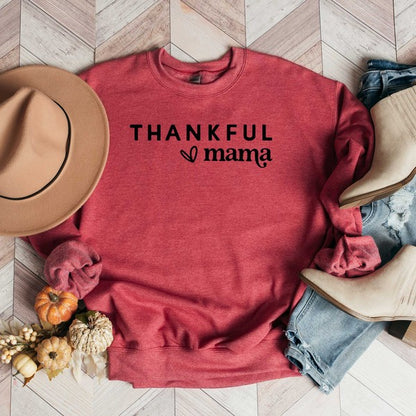 Thankful Mama Bold Heart Graphic Sweatshirt