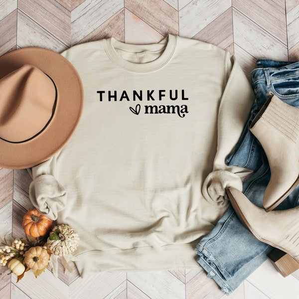 Thankful Mama Bold Heart Graphic Sweatshirt