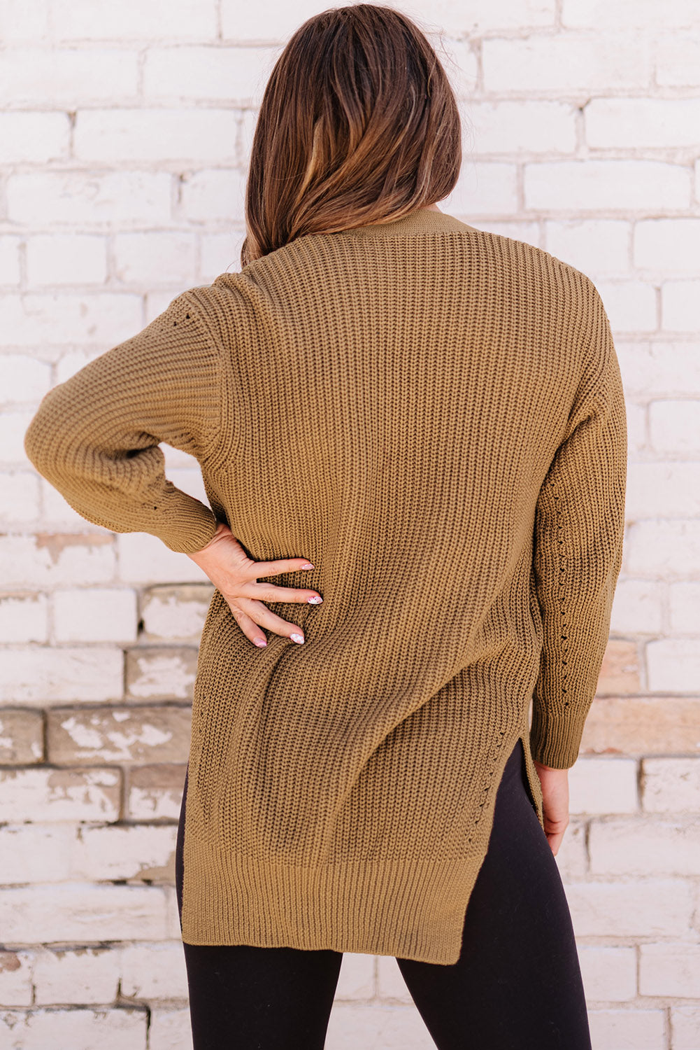 Khaki Long Sleeve Cardigan