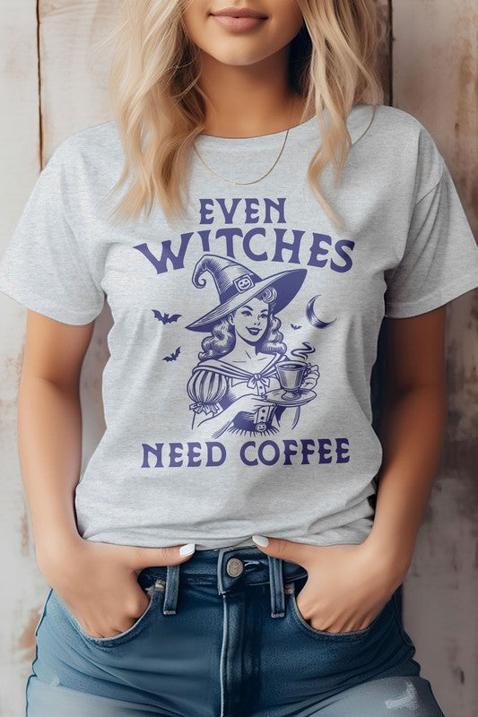 Even Witches Need Coffee Graphic Tee