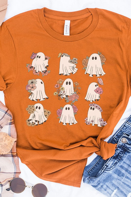 Halloween Cute Floral Ghost Tee