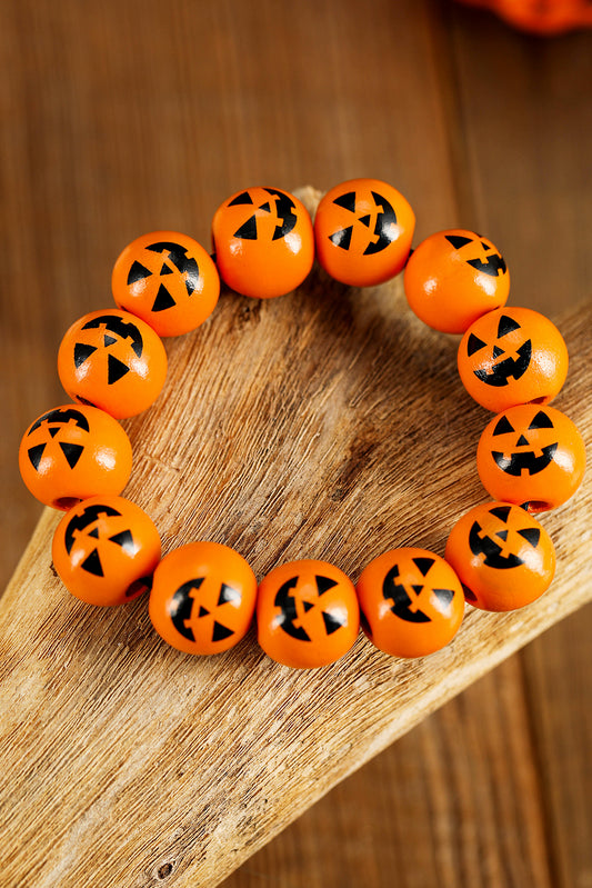 Russet Orange Halloween Pumpkin Beaded Bracelet