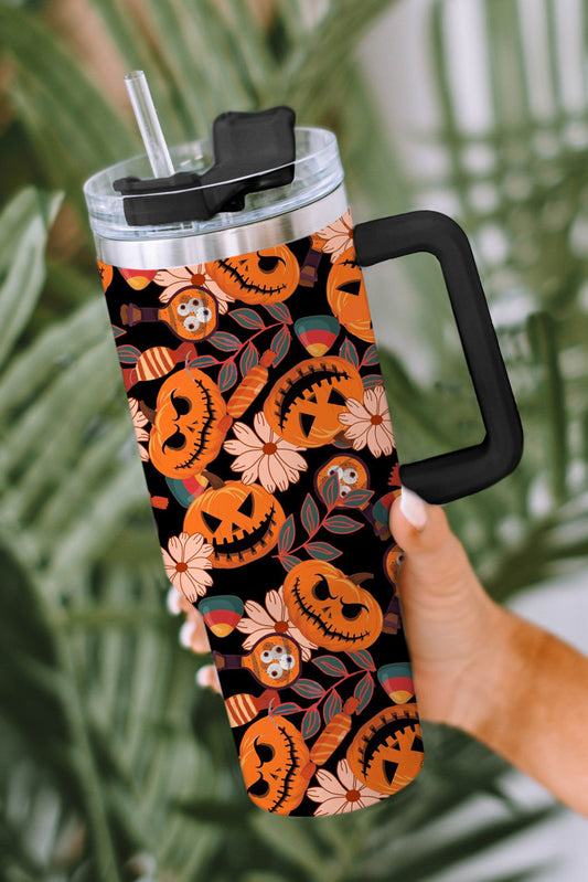 Halloween Pumpkin Print Stainless Tumbler