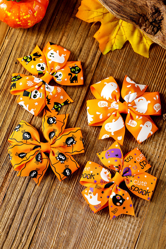 4pcs Halloween Bowknot Hair Clip Set