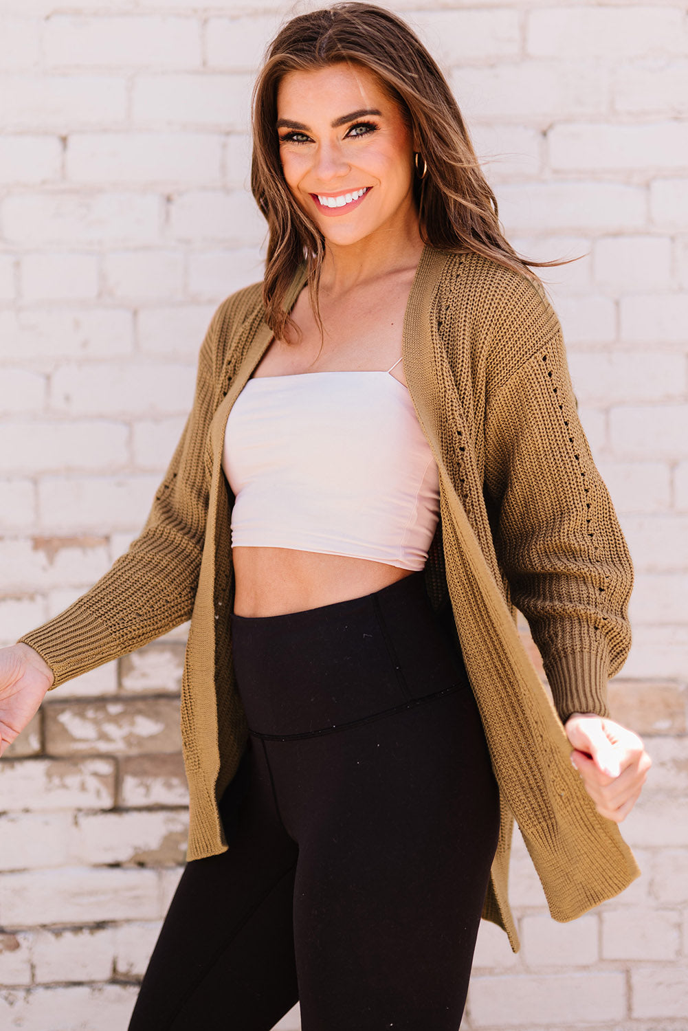 Khaki Long Sleeve Cardigan