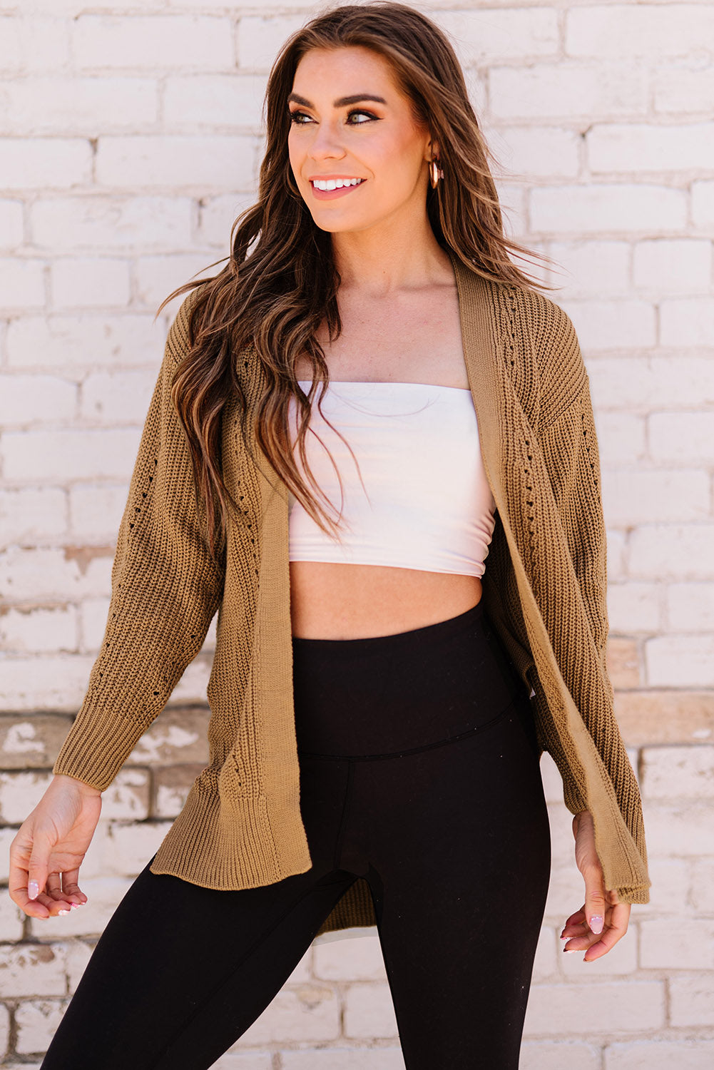 Khaki Long Sleeve Cardigan