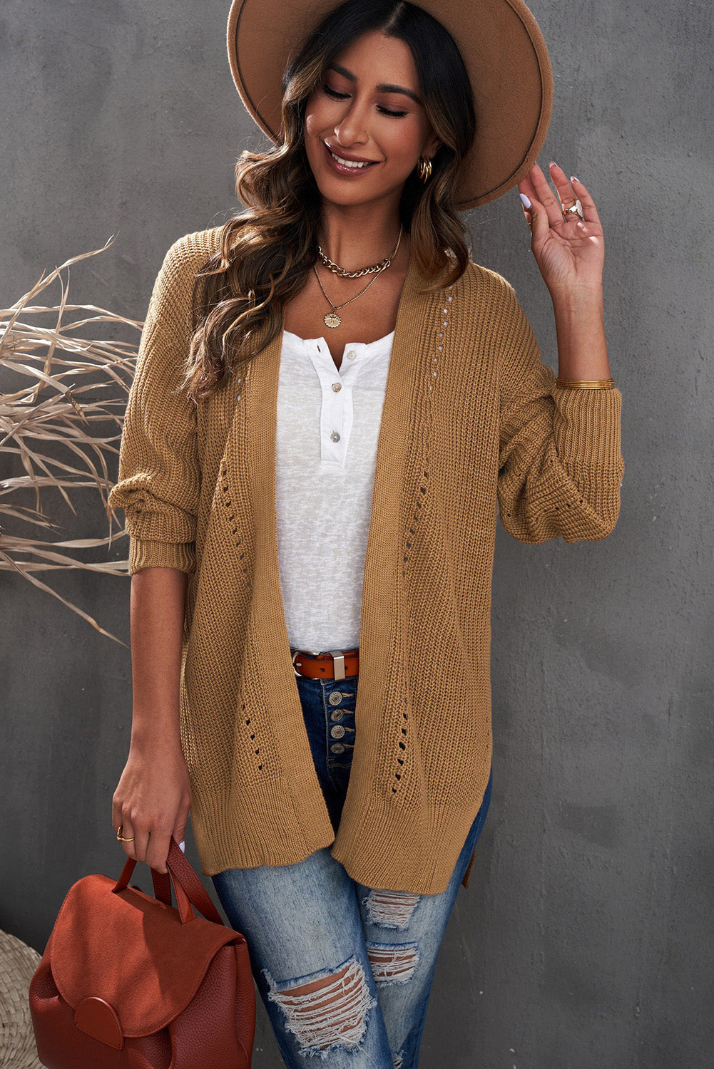 Khaki Long Sleeve Cardigan