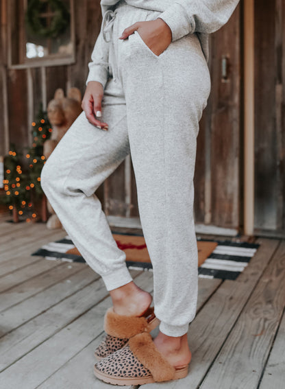 Khaki Long Sleeve Pullover & Jogger Pants Loungewear Set