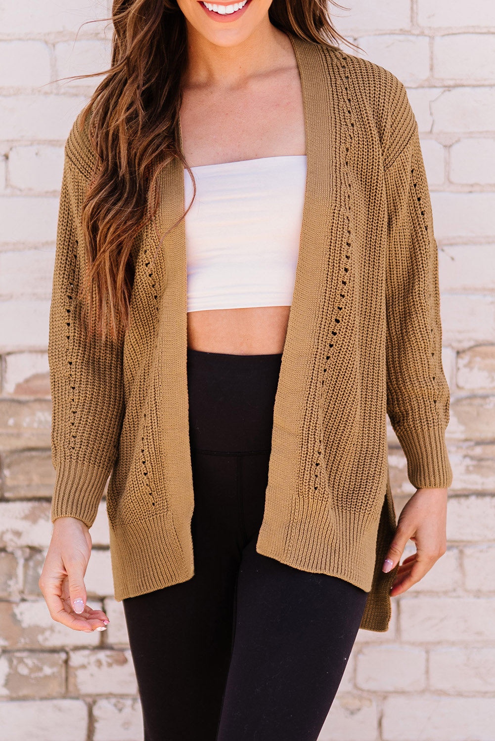 Khaki Long Sleeve Cardigan